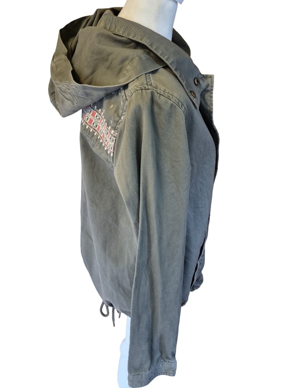 Roxy Women's Olive Utility Jacket with Snap Collar - Picture 2 of 7